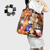 Bevásárlótáska Újrahasználható Összecsukható, Közepes 30 kg-os Aranyos bevásárlótáska táskával, nagy kapacitású, szakadásálló, gépben mosható táska