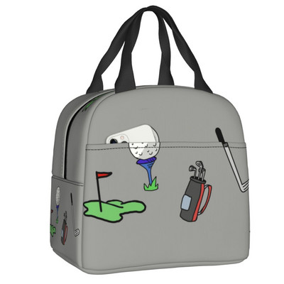 Golfové izolované obedové tašky na školské práce, piknik, športy, golf, prenosný tepelný chladič, bento box pre ženy a deti