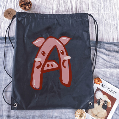 Rucsac cu șnur, imprimeu cu alfabet Kawaii, bărbați, femei, și genți de sport portabile Geanta albă cu șnur Rucsac școlar pentru copii