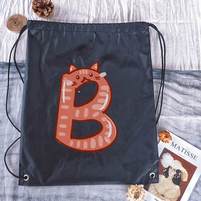 Rucsac cu șnur, imprimeu cu alfabet Kawaii, bărbați, femei, și genți de sport portabile Geanta albă cu șnur Rucsac școlar pentru copii