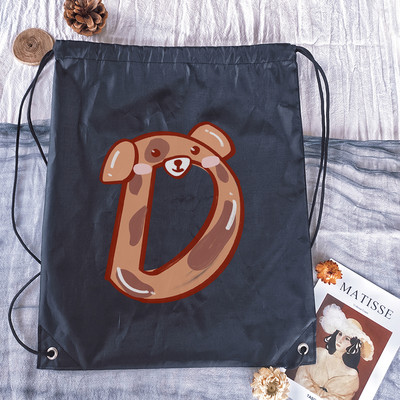 Rucsac cu șnur, imprimeu cu alfabet Kawaii, bărbați, femei, și genți de sport portabile Geanta albă cu șnur Rucsac școlar pentru copii