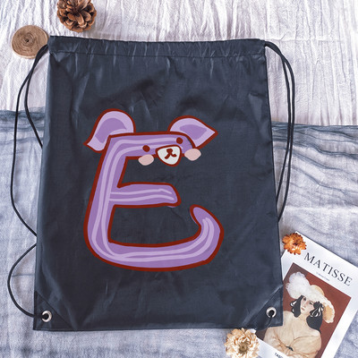 Rucsac cu șnur, imprimeu cu alfabet Kawaii, bărbați, femei, și genți de sport portabile Geanta albă cu șnur Rucsac școlar pentru copii