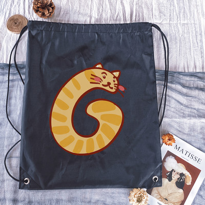 Rucsac cu șnur, imprimeu cu alfabet Kawaii, bărbați, femei, și genți de sport portabile Geanta albă cu șnur Rucsac școlar pentru copii