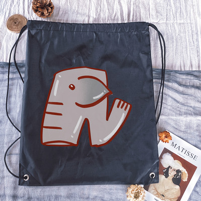 Rucsac cu șnur, imprimeu cu alfabet Kawaii, bărbați, femei, și genți de sport portabile Geanta albă cu șnur Rucsac școlar pentru copii