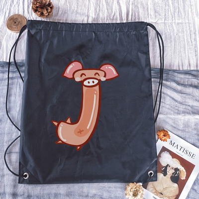 Rucsac cu șnur, imprimeu cu alfabet Kawaii, bărbați, femei, și genți de sport portabile Geanta albă cu șnur Rucsac școlar pentru copii