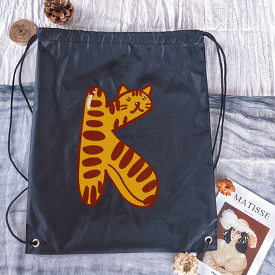 Rucsac cu șnur, imprimeu cu alfabet Kawaii, bărbați, femei, și genți de sport portabile Geanta albă cu șnur Rucsac școlar pentru copii