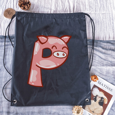 Rucsac cu șnur, imprimeu cu alfabet Kawaii, bărbați, femei, și genți de sport portabile Geanta albă cu șnur Rucsac școlar pentru copii