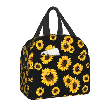 Luxury Flowers Sunflower Lunch Bag Γυναικεία Cooler Thermal Insolated Daisy Floral Lunch Box for Kids School Φορητές τσάντες πικνίκ