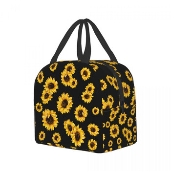 Luxury Flowers Sunflower Lunch Bag Γυναικεία Cooler Thermal Insolated Daisy Floral Lunch Box for Kids School Φορητές τσάντες πικνίκ