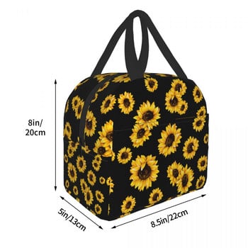 Luxury Flowers Sunflower Lunch Bag Γυναικεία Cooler Thermal Insolated Daisy Floral Lunch Box for Kids School Φορητές τσάντες πικνίκ