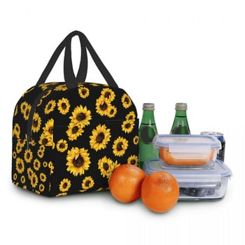 Luxury Flowers Sunflower Lunch Bag Γυναικεία Cooler Thermal Insolated Daisy Floral Lunch Box for Kids School Φορητές τσάντες πικνίκ