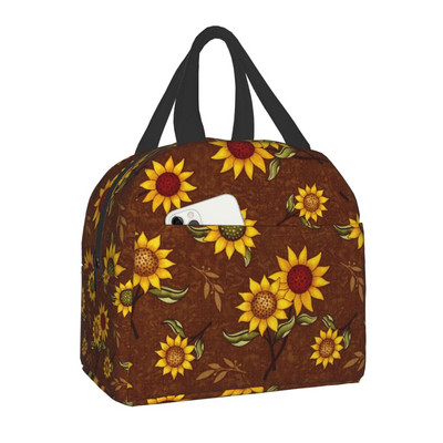 Geantă de prânz cu flori de lux, floarea soarelui, pentru femei, cu izolație termică, cutie de prânz florală, cu margarete, pentru copii, genți portabile de picnic de școală