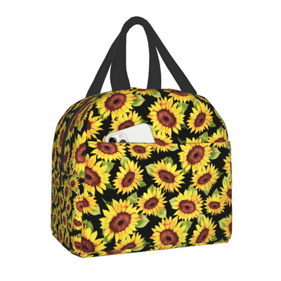 Geantă de prânz cu flori de lux, floarea soarelui, pentru femei, cu izolație termică, cutie de prânz florală, cu margarete, pentru copii, genți portabile de picnic de școală