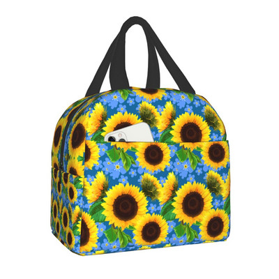 Geantă de prânz cu flori de lux, floarea soarelui, pentru femei, cu izolație termică, cutie de prânz florală, cu margarete, pentru copii, genți portabile de picnic de școală