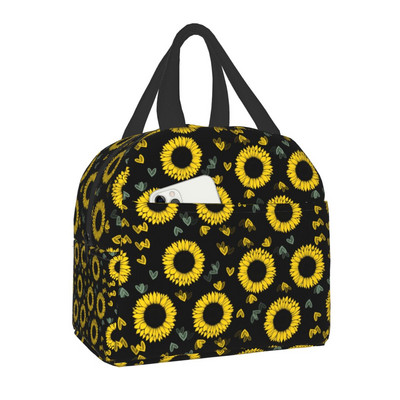 Geantă de prânz cu flori de lux, floarea soarelui, pentru femei, cu izolație termică, cutie de prânz florală, cu margarete, pentru copii, genți portabile de picnic de școală