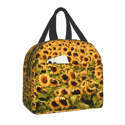 Geantă de prânz cu flori de lux, floarea soarelui, pentru femei, cu izolație termică, cutie de prânz florală, cu margarete, pentru copii, genți portabile de picnic de școală