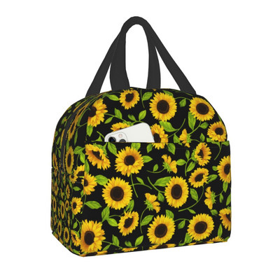 Geantă de prânz cu flori de lux, floarea soarelui, pentru femei, cu izolație termică, cutie de prânz florală, cu margarete, pentru copii, genți portabile de picnic de școală