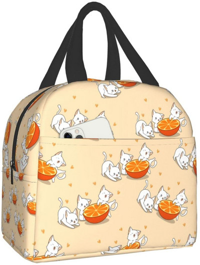 Kaķu izolēta pusdienu soma atkārtoti lietojama dzesētāja termiskā soma ar priekšējo kabatu sievietēm vīriešiem Ceļojumi Darbs Pārgājieni Piknika pusdienu kaste