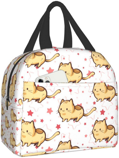 Kaķu izolēta pusdienu soma atkārtoti lietojama dzesētāja termiskā soma ar priekšējo kabatu sievietēm vīriešiem Ceļojumi Darbs Pārgājieni Piknika pusdienu kaste