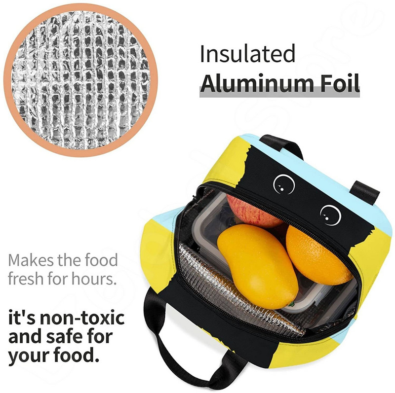 Kaķu izolēta pusdienu soma atkārtoti lietojama dzesētāja termiskā soma ar priekšējo kabatu sievietēm vīriešiem Ceļojumi Darbs Pārgājieni Piknika pusdienu kaste