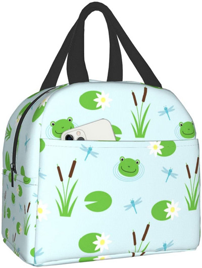 Vicces aranyos béka állat ebédtáska utazódoboz munka Bento hűtő Újrafelhasználható piknik dobozok Hőszigetelt bevásárlótáskák nőknek Férfi