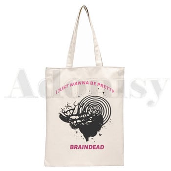 Yungblud Merch Harajuku Be Fookin Happy Printing Τσάντες Τσάντες ώμου Casual Shopping Girls Handbag Γυναικεία Κομψή τσάντα από καμβά