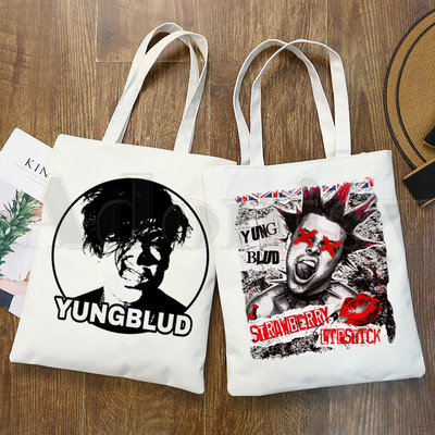 Yungblud Merch Harajuku Be Fookin Happy Printing Rokassomas Plecu somas Ikdienas iepirkšanās Meiteņu rokassomiņas Sievietēm Eleganta audekla soma