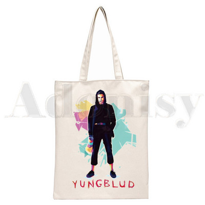 Yungblud Merch Harajuku Be Fookin Happy Printing Rokassomas Plecu somas Ikdienas iepirkšanās Meiteņu rokassomiņas Sievietēm Eleganta audekla soma