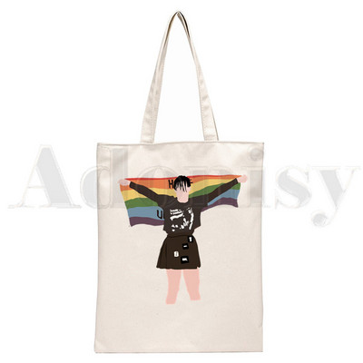 Yungblud Merch Harajuku Be Fookin Happy Printing Rokassomas Plecu somas Ikdienas iepirkšanās Meiteņu rokassomiņas Sievietēm Eleganta audekla soma