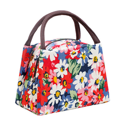 Ziedi Termiskās pusdienu vakariņu somas sievietēm, bērniem, aukstuma izolētām iepakojumā. Darbs Brokastis Pārtika Durvju soma Rokassomas Bento aksesuāri