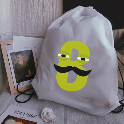 Vízálló sporttáska Kawaii kreatív ábécé nyomtatás Vastag húzózsinóros táska Tornaterem húzózsinór cipők táska ruhák hordozható hátizsákok