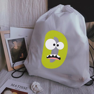 Vízálló sporttáska Kawaii kreatív ábécé nyomtatás Vastag húzózsinóros táska Tornaterem húzózsinór cipők táska ruhák hordozható hátizsákok