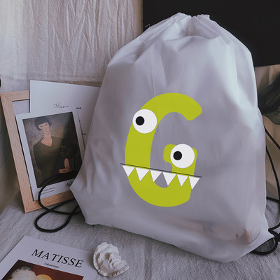 Vízálló sporttáska Kawaii kreatív ábécé nyomtatás Vastag húzózsinóros táska Tornaterem húzózsinór cipők táska ruhák hordozható hátizsákok