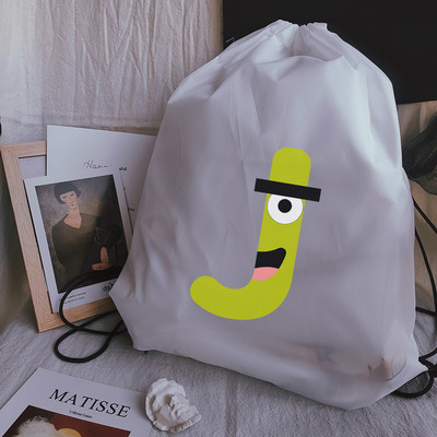Vízálló sporttáska Kawaii kreatív ábécé nyomtatás Vastag húzózsinóros táska Tornaterem húzózsinór cipők táska ruhák hordozható hátizsákok