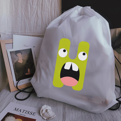 Vízálló sporttáska Kawaii kreatív ábécé nyomtatás Vastag húzózsinóros táska Tornaterem húzózsinór cipők táska ruhák hordozható hátizsákok