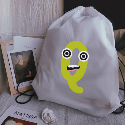 Vízálló sporttáska Kawaii kreatív ábécé nyomtatás Vastag húzózsinóros táska Tornaterem húzózsinór cipők táska ruhák hordozható hátizsákok