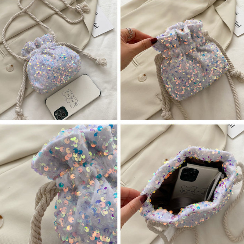 Virveliniai Krepšiai Blizgučiai Kryžminis Vakarėlis Pirkinių Piniginės Sukurtos Mažos Moteriškos Kaušeliai Mada Visoms rungtynėms Vasaros Laisvalaikis Ulzzang