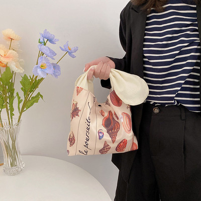 Hylhexyr naiste lõuendist lõunakott Armas jänesekõrv Bento kotid Mini käekott Töö õpilaste lõunakarbi klõpsuga suletav disain