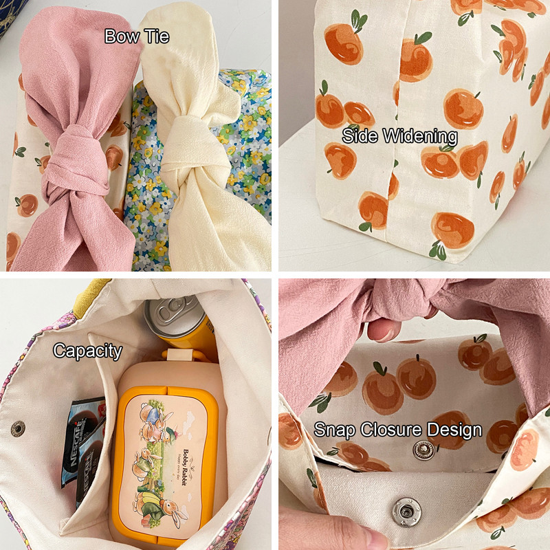 Hylhexyr naiste lõuendist lõunakott Armas jänesekõrv Bento kotid Mini käekott Töö õpilaste lõunakarbi klõpsuga suletav disain