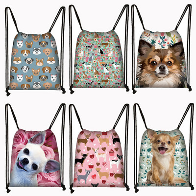 Τσάντα με κορδόνια Kawaii Dog Chihuahua Γυναικείες Ανδρικές τσάντες αποθήκευσης μόδας για ταξίδια Έφηβοι κορίτσια για αγόρια Τσάντες πλάτης πάρτι αγορών