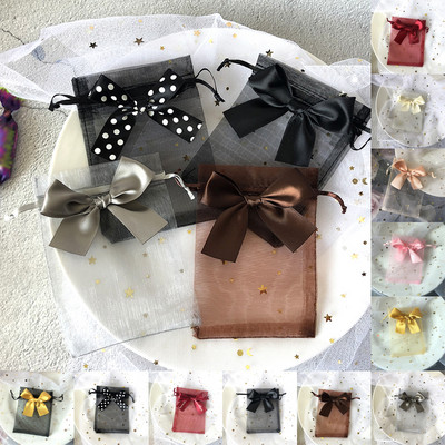 10kom Vreća za pakiranje nakita Mrežasta organza vezica Mašna Vrećice od biserne pređe Vrećice za vjenčanje slatkiša Pokloni Vrećice za pohranu 10*15 cm