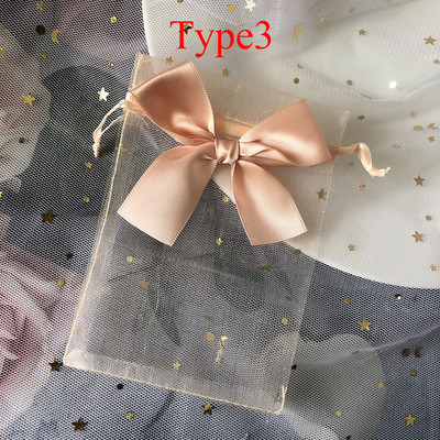 10db Ékszer csomagolótáska Hálós organza húzózsinór Bowknot Gyöngyfonal zacskók Esküvői cukorka ajándékok Tárolótáska tasakok 10*15cm