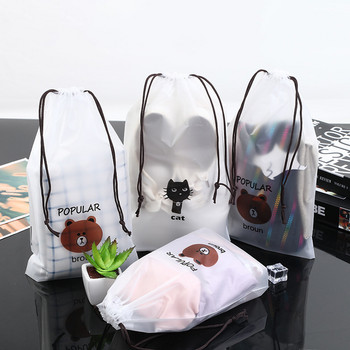 LAYRUSSI Прозрачна козметична чанта Преносима чанта за пране за пътуване Джобове Джоб с шнурове за съхранение Сладък грим Преносима чанта за пране
