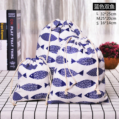 3 komada platnenih torbica s uzicom Jednostavna ručno izrađena pamučna lanena torbica za pohranu Poklon torbica Paket Ženska torbica za putovanja u japanskom stilu