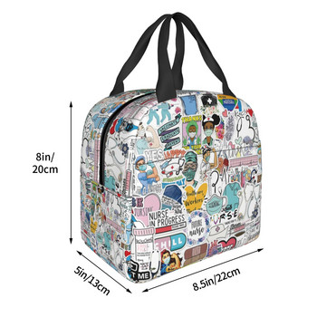 Doctors Nursing Nurse Insolated Lunch Bags Women Nurse Print Case Food Cooler Warm Bento Box for Kids Cute Lunch Box for School