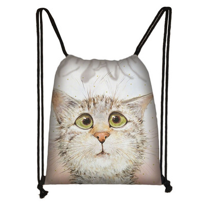 Slatka mačja glava Torba s uzicom Mačka crtana slika 3D ispis Ruksak Djevojka Torbe za kupovinu Za Cipele Ruksak za putovanje u teretanu