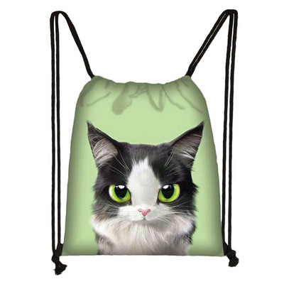 Slatka mačja glava Torba s uzicom Mačka crtana slika 3D ispis Ruksak Djevojka Torbe za kupovinu Za Cipele Ruksak za putovanje u teretanu