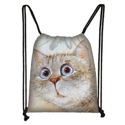 Slatka mačja glava Torba s uzicom Mačka crtana slika 3D ispis Ruksak Djevojka Torbe za kupovinu Za Cipele Ruksak za putovanje u teretanu