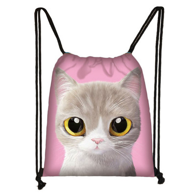 Slatka mačja glava Torba s uzicom Mačka crtana slika 3D ispis Ruksak Djevojka Torbe za kupovinu Za Cipele Ruksak za putovanje u teretanu