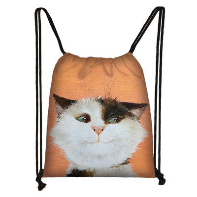 Slatka mačja glava Torba s uzicom Mačka crtana slika 3D ispis Ruksak Djevojka Torbe za kupovinu Za Cipele Ruksak za putovanje u teretanu